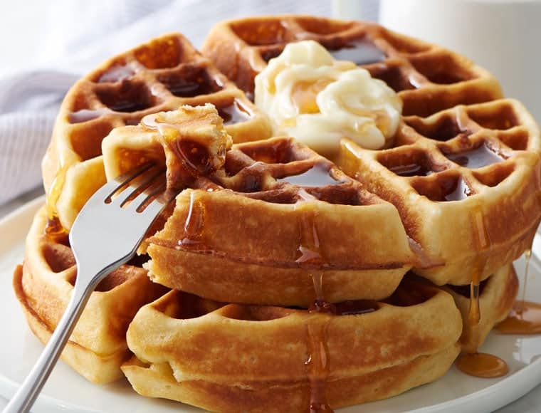 Belgian Waffle with syrup and butter