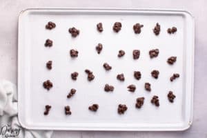chocolate coffee beans arrange on pan